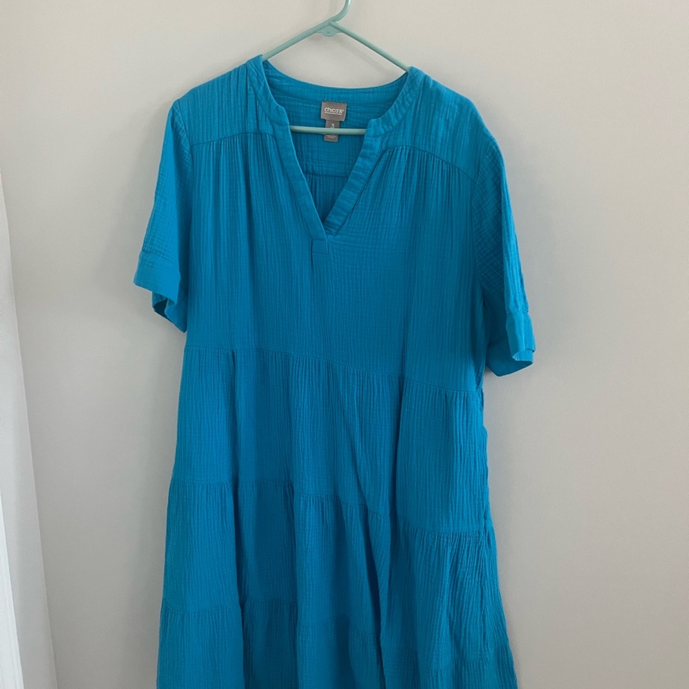Chico's Teal V-Neck Dress